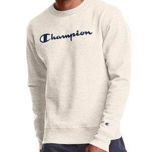 Champion Powerblend Crew- Heather Oatmeal, Large